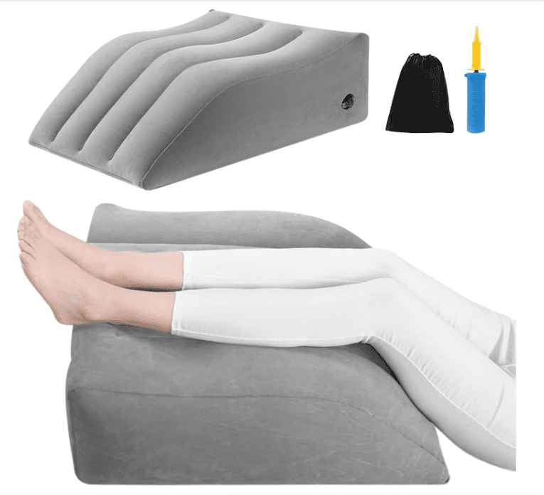 Leg Elevating Pillow, Inflatable Wedge Pillows for Sleeping, Leg Pillow Elevation Blood Circulation and Reduce Swelling, Comfort Bolster Pillow for Legs for Pregnant, Surgery and Injury