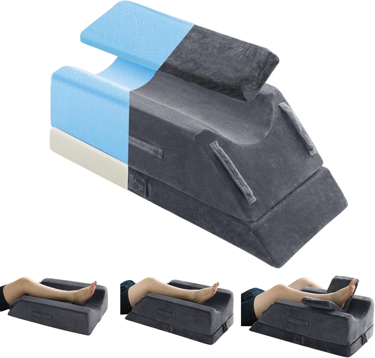 Leg Elevation Pillow for After Surgery 3Height Adjustable, Memory Foam