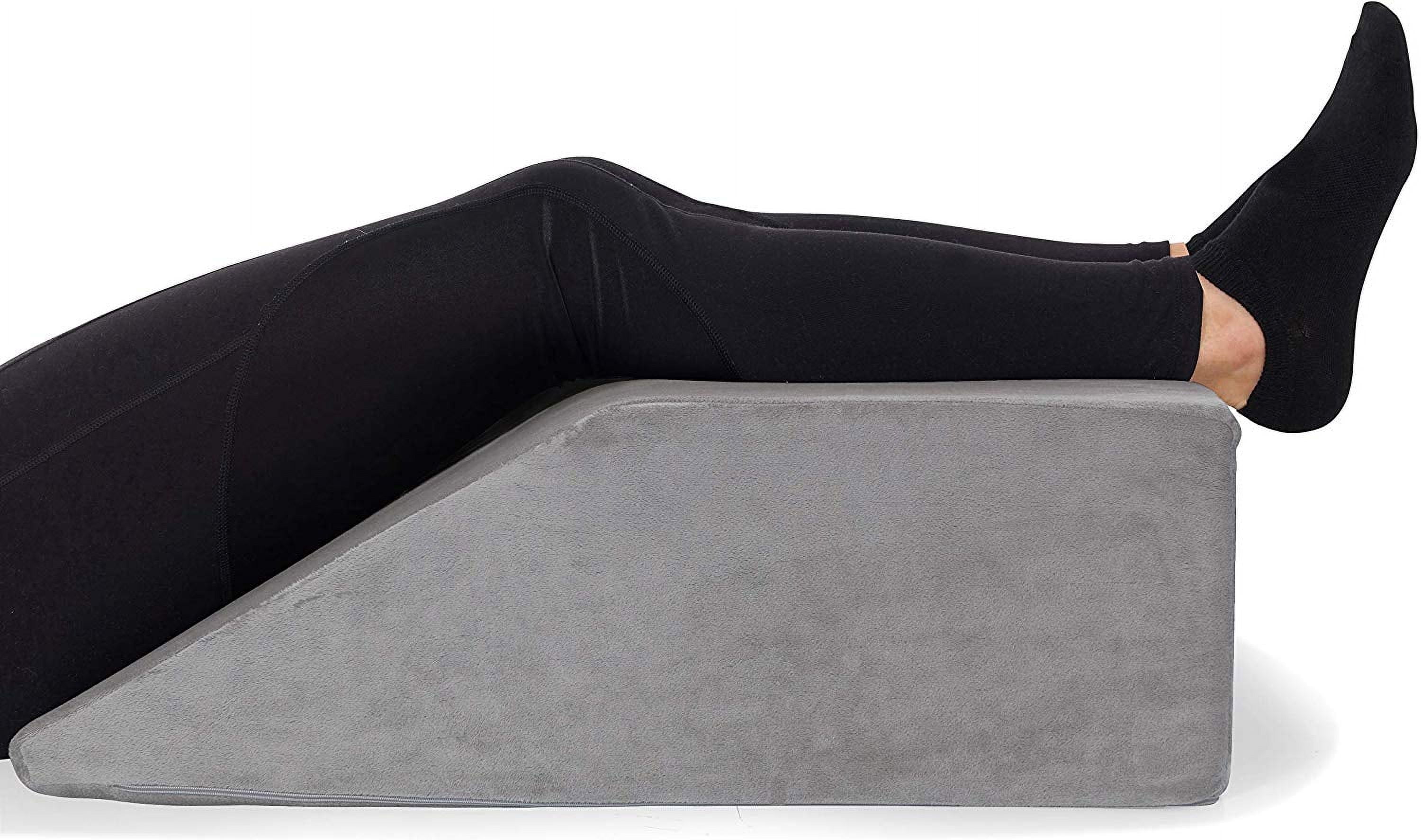 ALL SETT HEALTH Leg Elevation Pillow - Full Memory Foam Top, Leg Rest Elevating Foam Wedge Knee Pillow - Grey