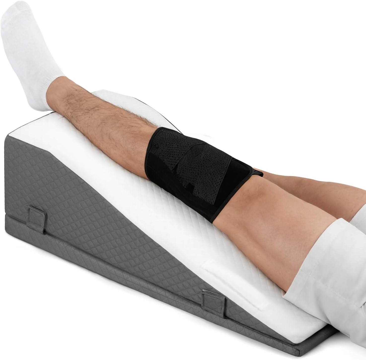 Leg Elevation Pillow for After Surgery – Adjustable Height Knee Surgery Recovery Leg Support Pillow, Designed for Knee Replacement Recovery, Single Leg Elevating Wedge