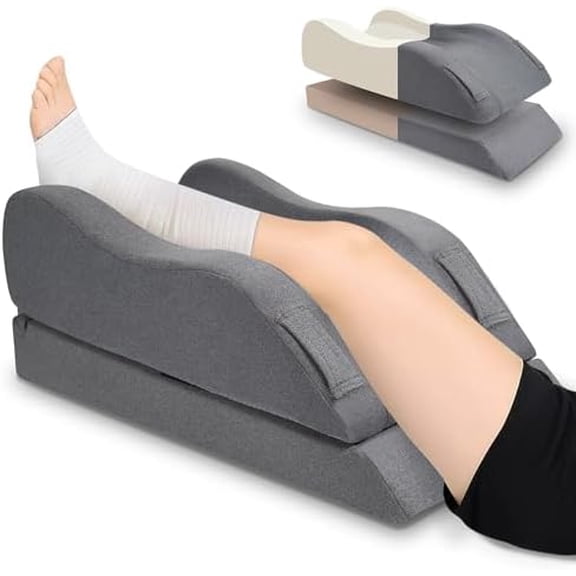 Leg Elevation Pillow for After Surgery, Height Adjustments Leg Wedge Memory Foam Pillow for Rest, Injuries, Swelling, Hip, Knee Pain Relief, and Improves Blood Circulation$$Bedding