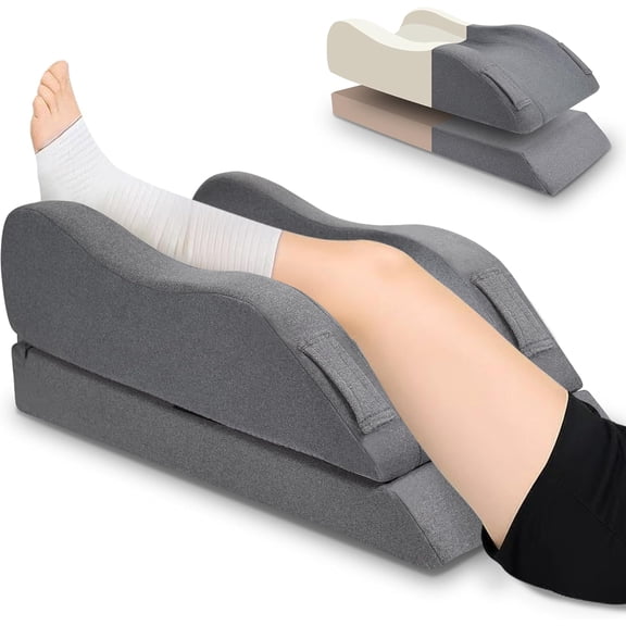 Leg Elevation Pillow for After Surgery, Height Adjustments Leg Wedge Memory Foam Pillow for Rest, Injuries, Swelling, Hip, Knee Pain Relief, and Improves Blood Circulation