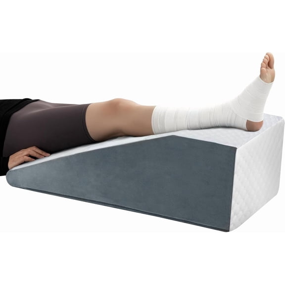 Leg Elevation Pillow for After Surgery, Premium Foam Leg Support Wedge Pillow Relieves Joint Pain After Surgery Ergonomic Curve for Leg Support Promote Blood Circulation Single Leg