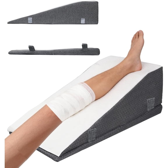 Leg Elevation Pillow Wedge for After Surgery - Adjustable Knee & Ankle Support, Post Surgery Recovery, Swelling Relief and Blood Circulation, Crystal Velvet Cover, High-Density Foam