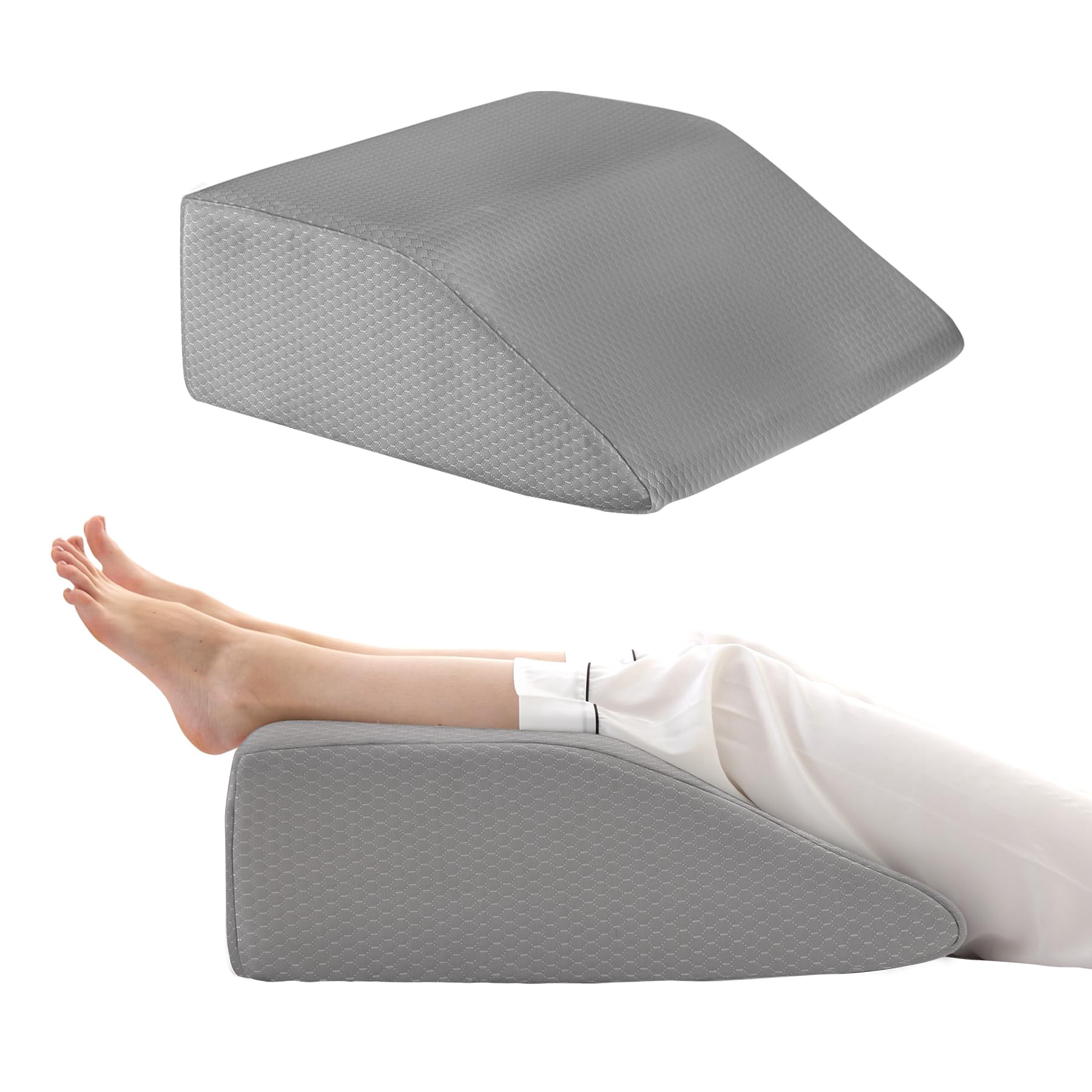 Leg Elevation Pillows  For Sleeping Gel Memory Foam Top Wedge Pillow Wedges After - Removable Cover (10 Inch Grey)