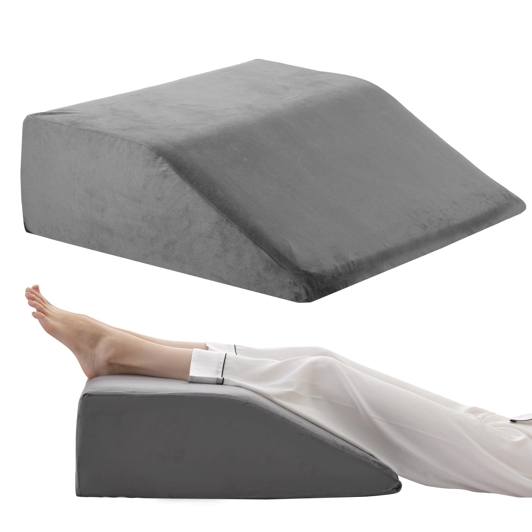 Leg Elevation Pillows  For Sleeping Gel Memory Foam Top Wedge Pillow Wedges After - Removable Cover (6 Inch Dark Grey)