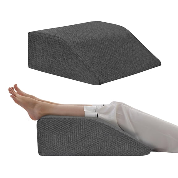Leg Elevation Pillows  For Sleeping Gel Memory Foam Top Wedge Pillow Wedges After - Removable Cover (8 Inch Black)