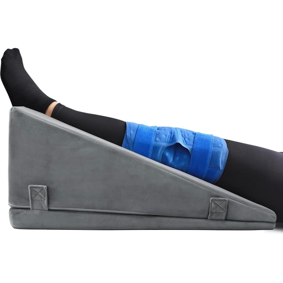 Leg Elevation Pillows for After Surgery Keeps the Knee Straight, Ergonomic Wedge Pillow with Full-Leg Contour for Post-Op, Injury & Pain Relief, Reduces Swelling, Memory Foam & Washable Cover