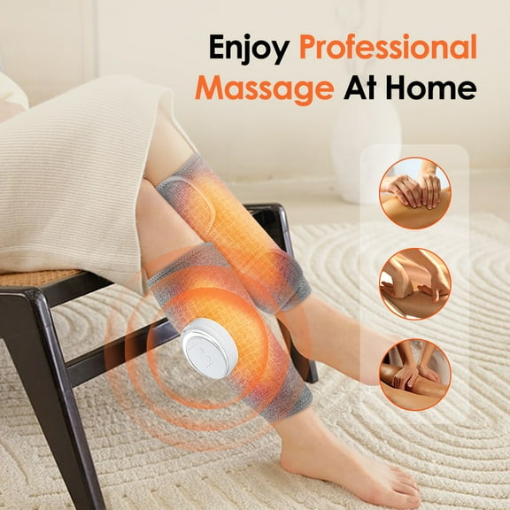Leg Massager, Air Compression Calf Wraps Vibration Massager for Leg Circulation and Swelling Muscle Relax, Wireless Heat Massage Machine 3 Modes 3 Intensities Design for Most Size,Relax Leg