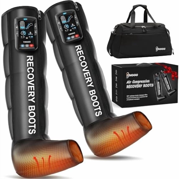 Leg Massager with Heat and Compression: Cordless Recovery System for Improved Circulation, Professional Foot Massage Boots with 5 Massage Areas, 8 Intensities(Two Legs)-Medium