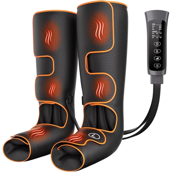 Leg Massager with Heat and Compression Foot and Calf Massager for Circulation and Pain Relief Compression Boots with Handheld Controller 6 Modes 3 Intensities Gift for Mom Dad