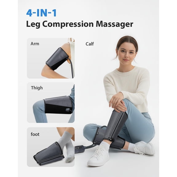 Leg Massager for Circulation and Pain Relief,  Compression Calf Massager with 2 Modes 3 Intensities Helpful for RLS Edema and Muscle Soreness