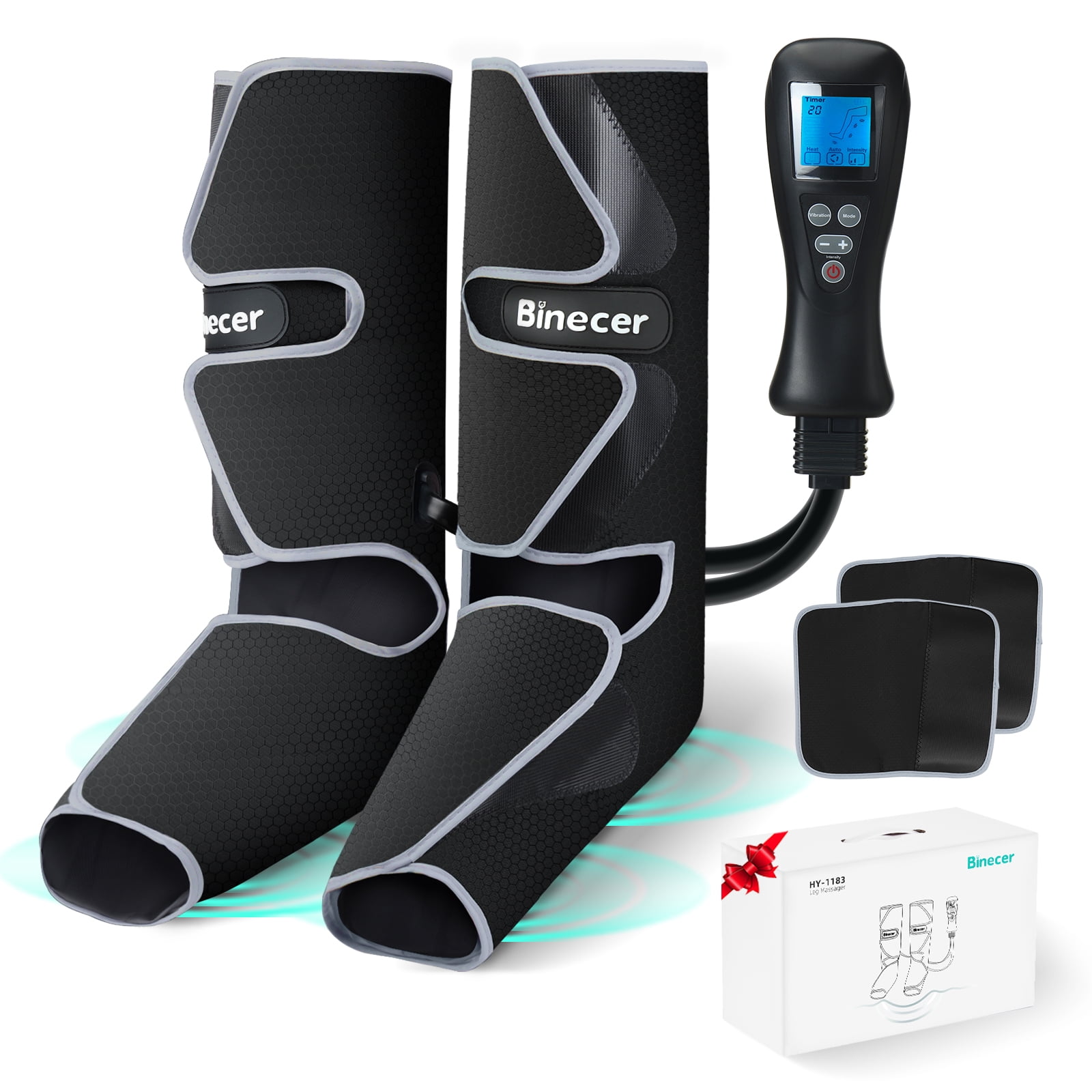 Binecer Heat Massage Machine Leg Foot Massager with Air Compression and Vibration Black Walmart