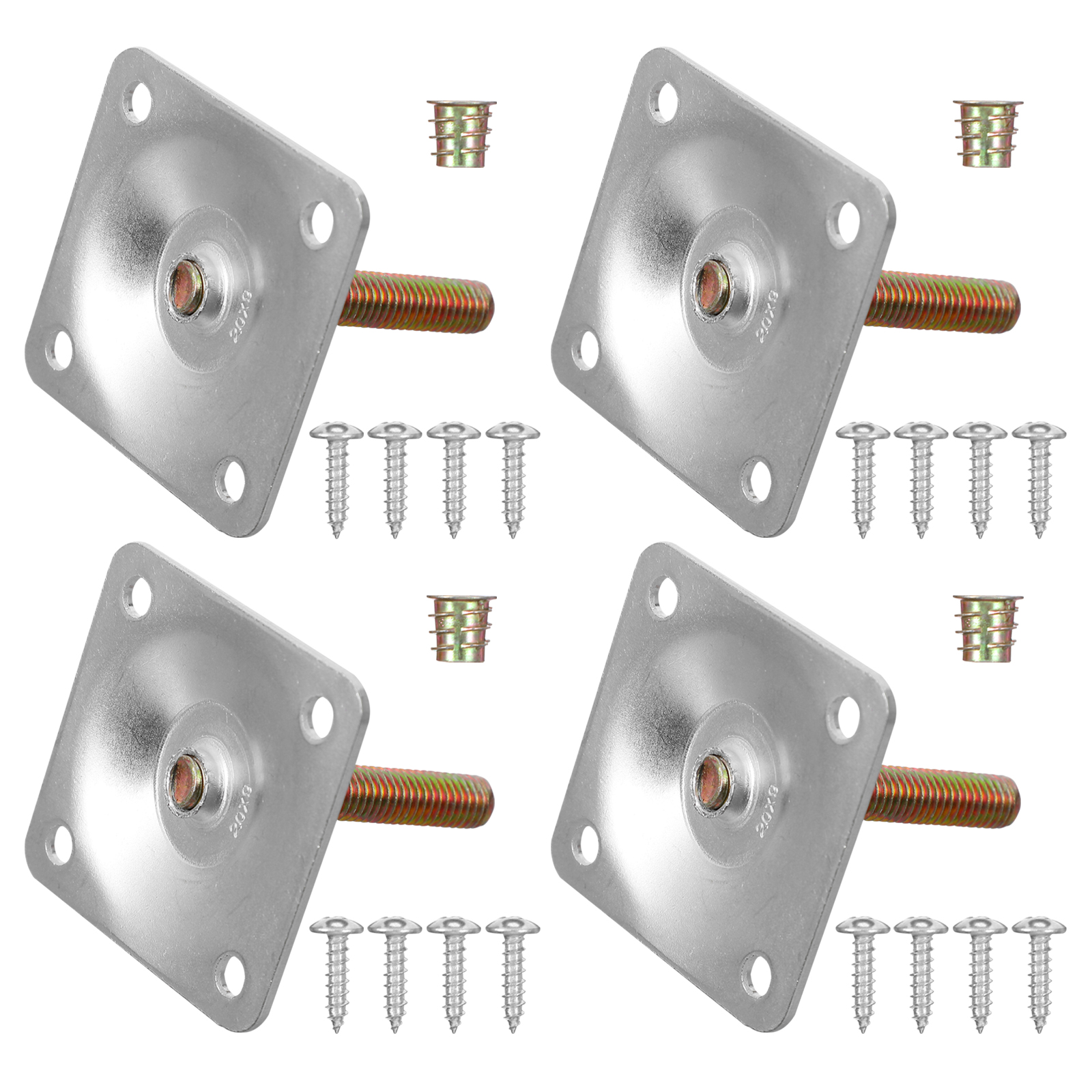 Leg Mounting Plates with Hanger Bolts Screws Furniture Leg Attachment Plates for Couch Chair