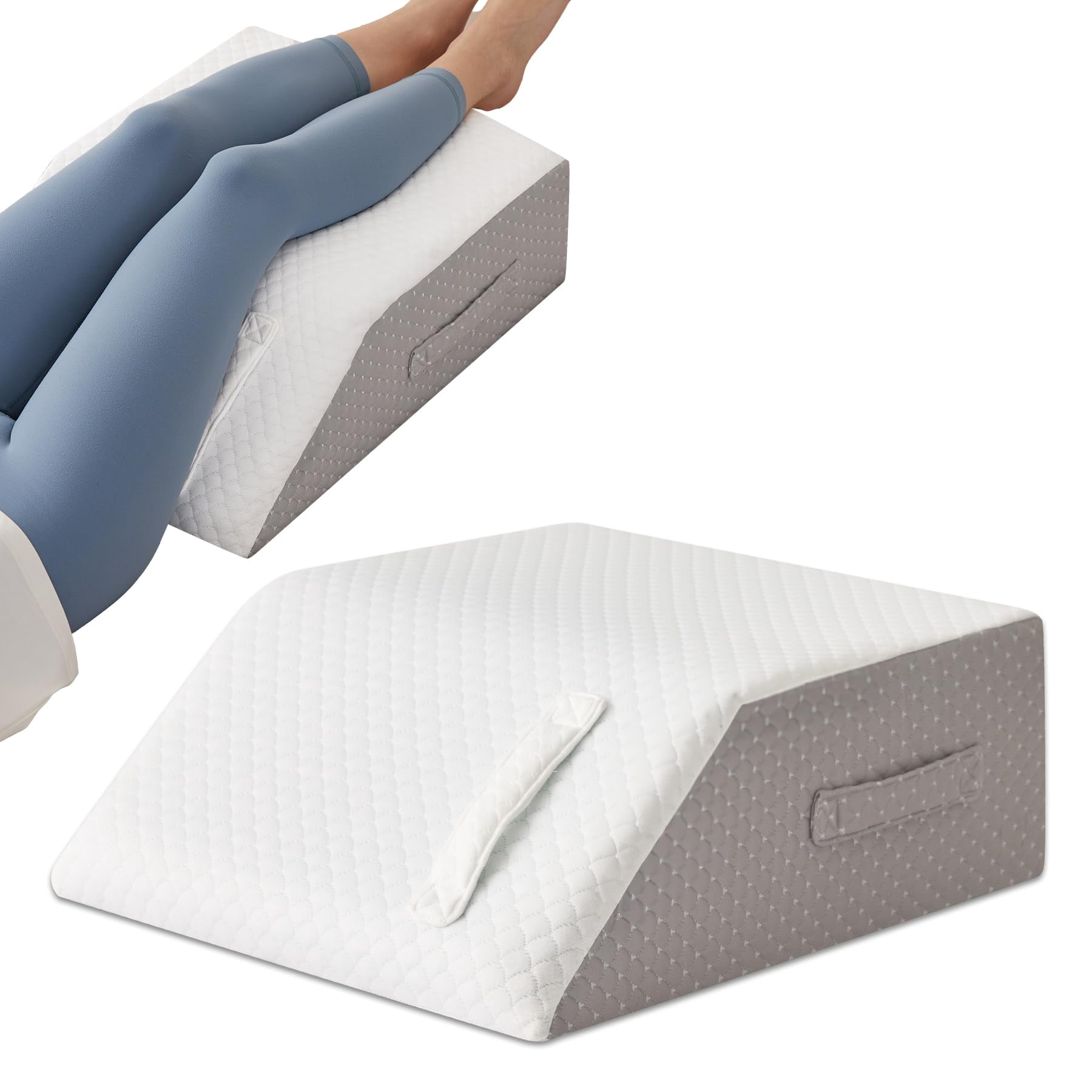 Leg Pillow Elevation  Wedge For Elevating After Memory Foam Foot Sleeping 23.6*16.8*8 Inch White/grey