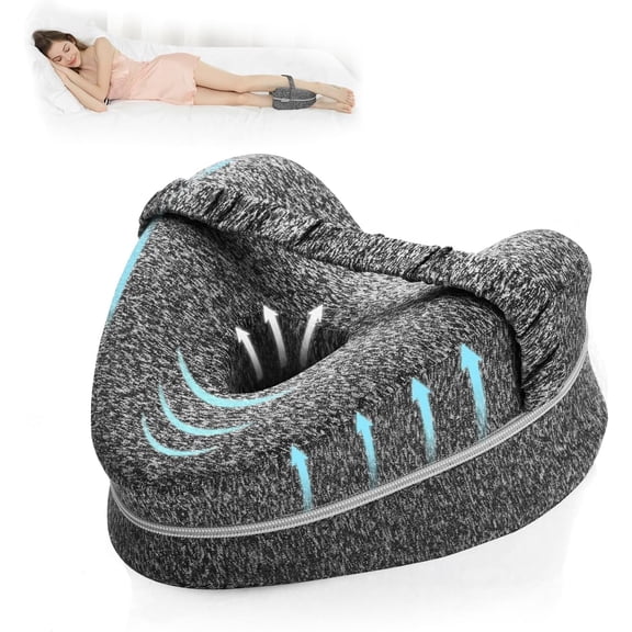 Leg Pillow | Ergonomic Side Sleeping Pillows | Memory Foam Knee Pillow with Strap for Side Sleeper | Leg Support Cushion with Removable and Washable Cover