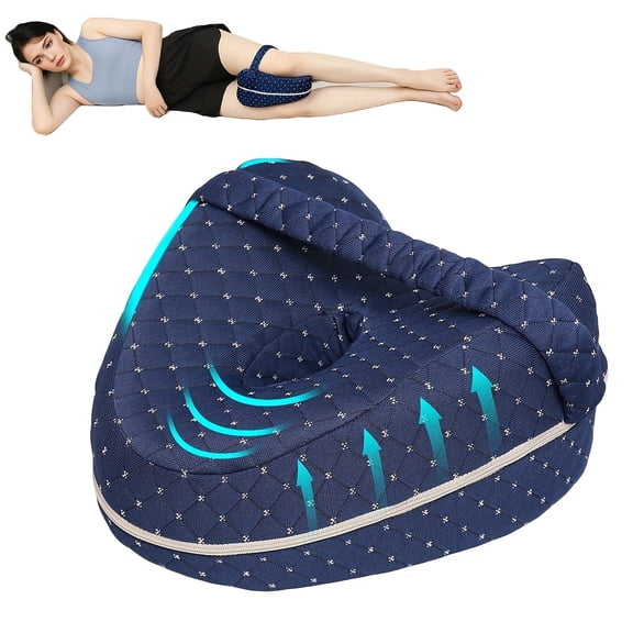 Leg Pillow Ergonomic Side Sleeping Pillows Memory Foam Knee Pillow with Strap for Side Sleeper Leg Support Cushion with Removable And Washable Cover