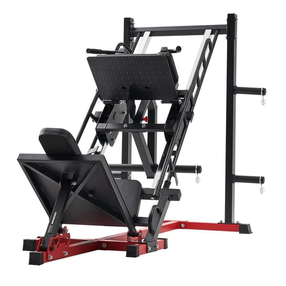 Leg Press Hack Squat Machine, Adjustable Lower Body Workout Combo with Linear Bearing and Weight Storage for Home Gym Training, Model Hm1904