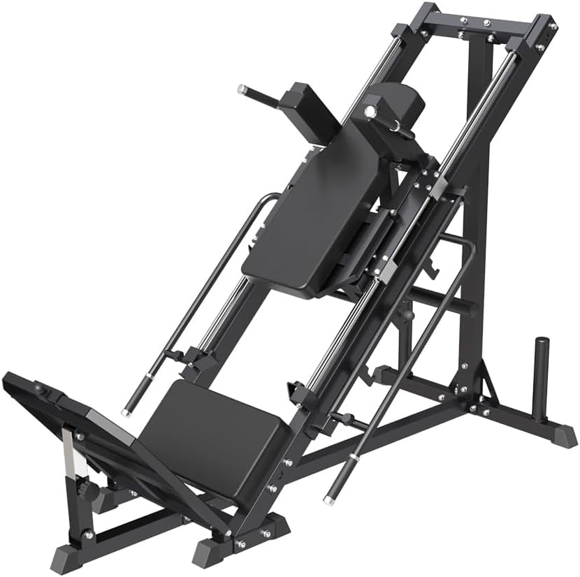 Leg Press Hack Squat Machine, Professional Adjustable Leg Exercise Machine with Linear Bearing