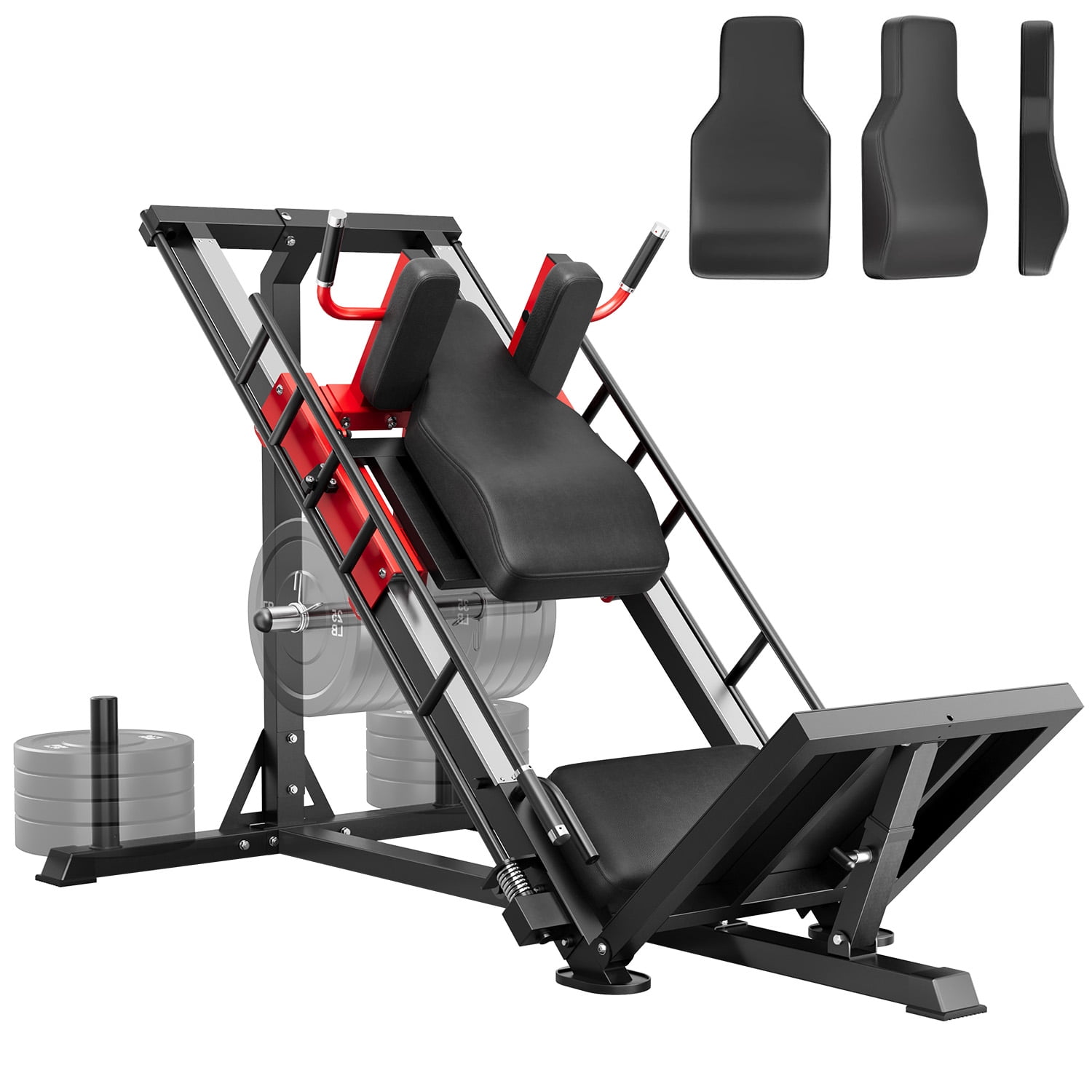 Hack Leg Press Machine Leg Press Hack Squat Machine with Back Support Cushion, 3 in 1 ...