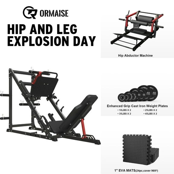 Leg Press Machine , 1500LBS Weight Capacity Adjustable Leg Machine with Resistance Band Pegs and Plate Storages, Workout Equipment for Strength Training