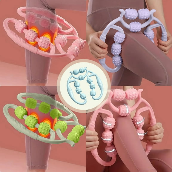Leg Roller Leg Massager Roller Circular Leg Clamp Roller Circular Leg Clamp Muscle Roller Manual Massage Roller with 9 Wheels Clamp Leg Massager Multifunctional Ring Roller for Indoor Sports Yoga