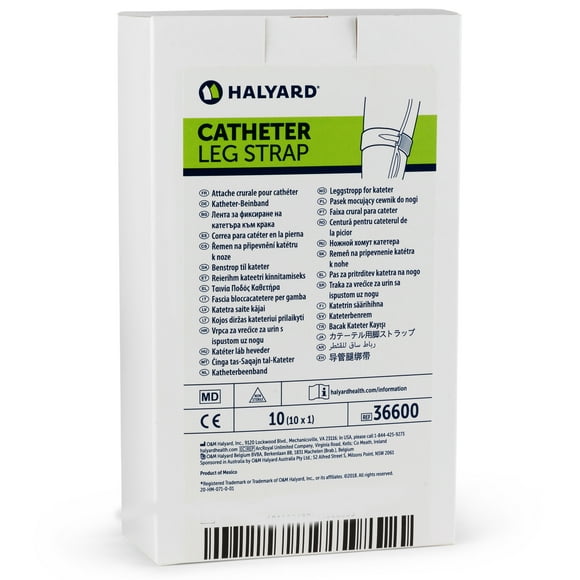 HALYARD Catheter Leg Strap, Elastic, 2 Inch Band x 24 Inches Adjustable Hook And Loop Closure, Universal Catheter Securement Loop (Box of 10)