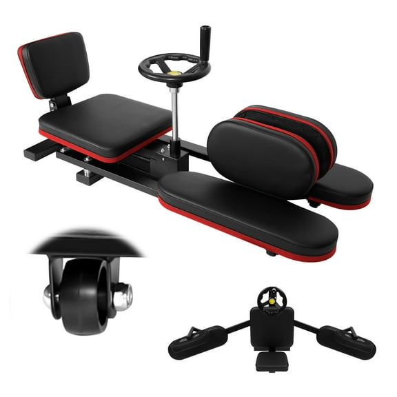 Leg Stretcher with 360° Casters & 62.2" Size, Steel Frame Leg Stretching Split Machine with 330 LBS Capacity & 6" PU Cushion, Black & Red Flexibility Stretching Machine with 0~240° Range, for Gym