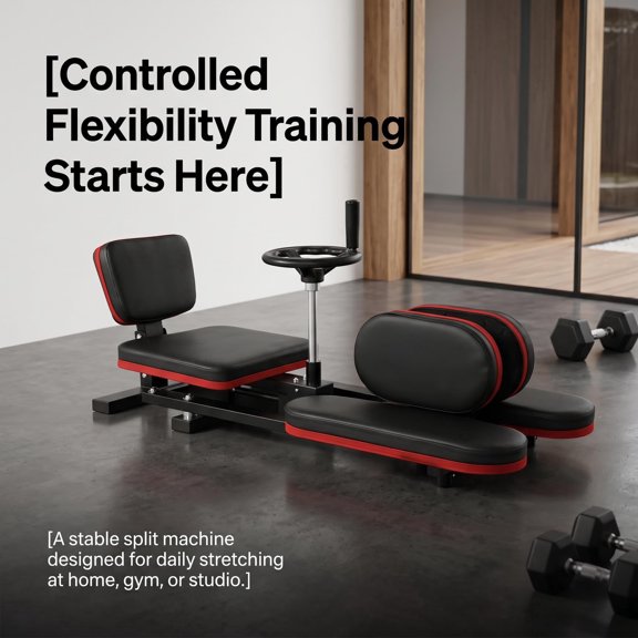 Leg Stretcher Machine, 180° Adjustable Split Trainer with Crank Wheel & Padded Steel Frame for Yoga Ballet Dance Home Gym Flexibility, Black 38.6"x16.5"x15"