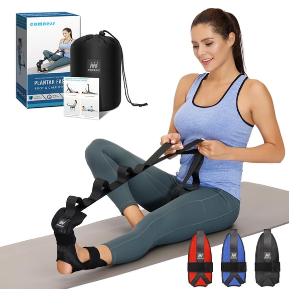 Leg Stretcher Strap with 6 Loops, Yoga Foot Calf Stretching Aid for Plantar Fasciitis, Hamstring, Physical Therapy Stretch Band, Portable with Pouch