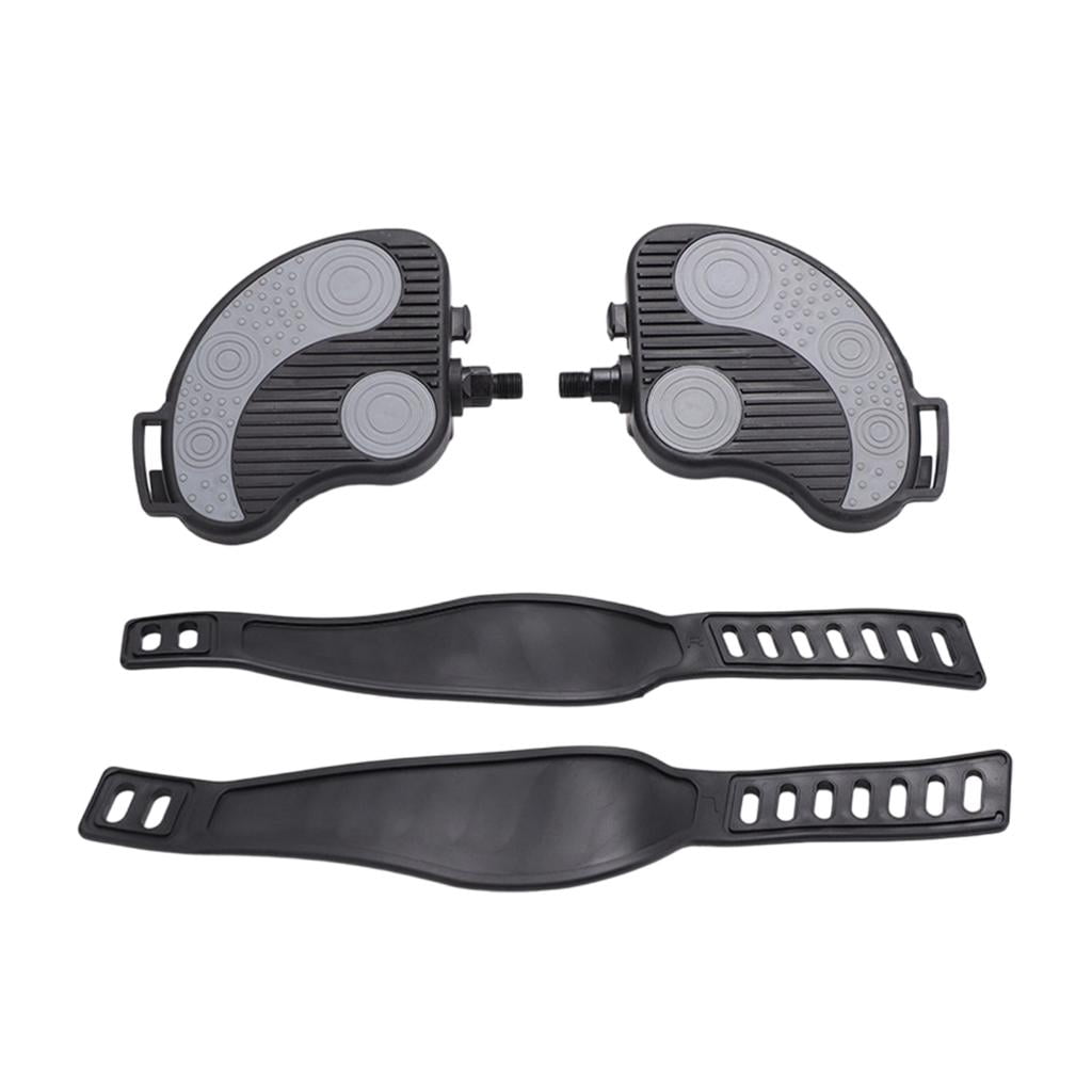 Leg Training Fitness Device Footboard Exercise Bike Pedals with Strap Stationary Recumbent Bike Pedals for Homes Workout