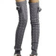 thumbnail image 1 of Leg Warmers For Women Wool Knit Thigh High Footless Boot Socks Warm Long Leg Warmers Stripe Pattern One Size Size Long Socks For Party Sports, 1 of 4