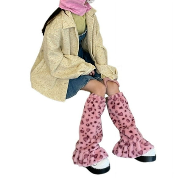 Leg Warmers Socks Leopard Harajuku Winter Boot Cuffs Long Warmer Socks Leg Sock Sets Thigh Garter Sock