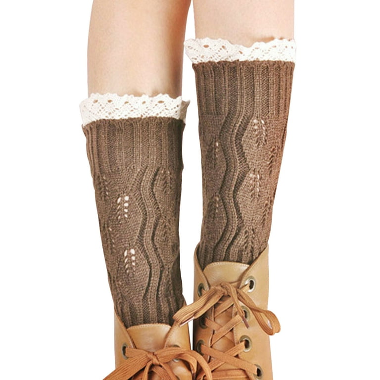 Leg Warmers Women Cable Knit Crochet Boot Cuffs Thick Warm Winter Socks Crew Cushion Lace Knitted Boot Sock Cuffs Perfect Gift for Women Khaki