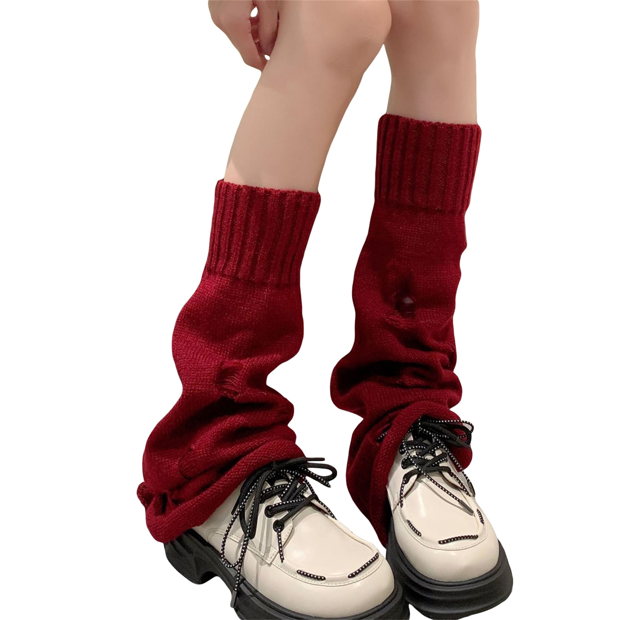 Leg Warmers Y2K Kawaii Ripped Leg Warmers for Girl Women Cute Knitted