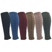 Leg Warmers for Women, 6 Pairs Knee High Cable Knit Warm Thermal Acrylic Winter Sleeve (Pack B)