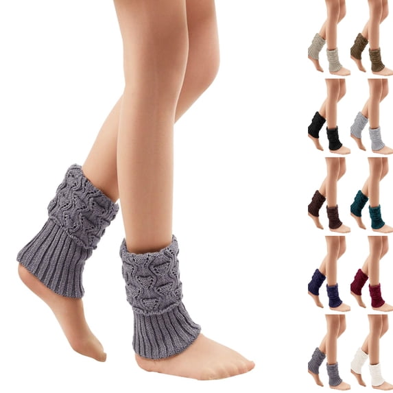Leg Warmers for Women 80s Cable Knit Leg Warmer for Ballet Dance Figure Skating Yoga Party Junior Neon Long Socks Dark Gray