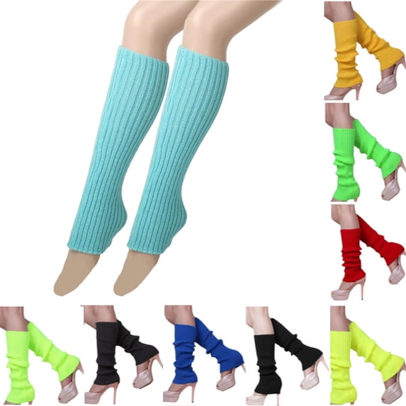 Leg Warmers for Women 80s Cable Knit Leg Warmer for Ballet Dance Figure Skating Yoga Party Long Socks Sky Blue