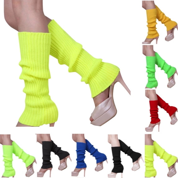 Leg Warmers for Women 80s Cable Knit Leg Warmer for Ballet Dance Figure Skating Yoga Party Long Socks Yellow