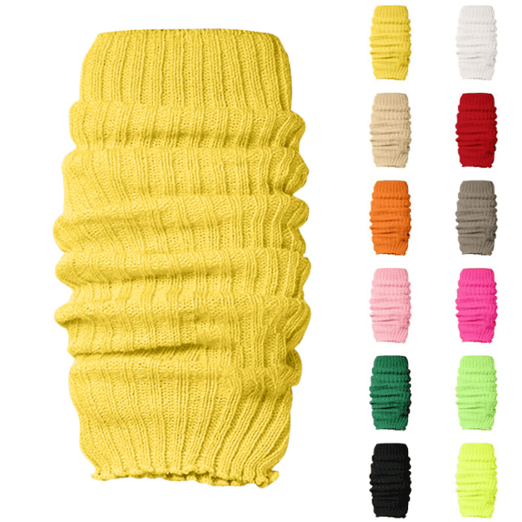 Leg Warmers for Women 80s Ribbed Knitted Long Socks for Party Sports Ballet Dance Skating Yoga Junior (Yellow)