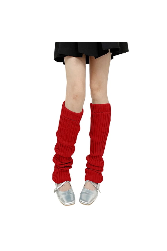 Leg Warmers for Women Fleece Ribbed Knitted Dancer Thermal Winter Fashion Leg Sleeve Red