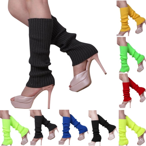 Leg Warmers for Women - Leg Warmers 80s Ribbed Knitted Leg Warmers Y2k for Yoga Party Sports Fashion Accessories Dark Gray