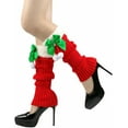 thumbnail image 1 of Leg Warmers for Women Winter Christmas Leg Warmer Knitted Leg Sleeves with Fuzzy Fur Cuffs & Bowknot Plush Ball, 1 of 5