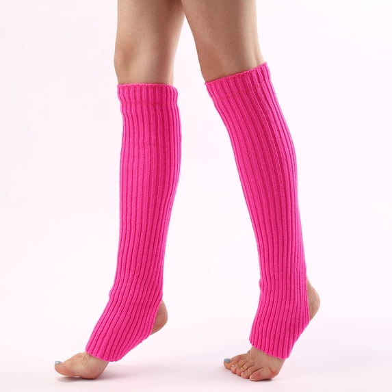Leg Warmers for Women Winter Long Long Leg Warmer Womens Men 80s Party Ribbed Knit Dance Sports Leg Warmer Hot Pink