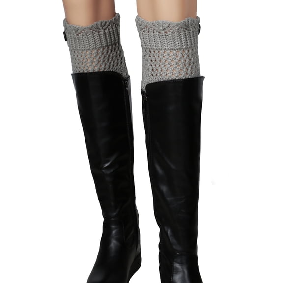 Leg Warmers for Women TeqHome Women Winter Crochet Knit Acrylic Fibers Leg Warmers Boot Cuffs Short Leg Warmers Gifts Grey
