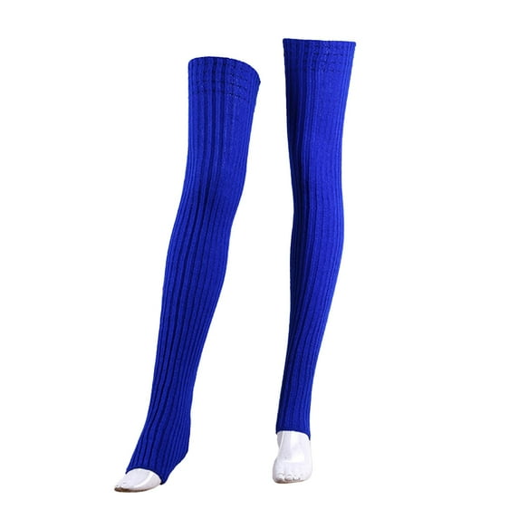 Leg Warmers for Womens LSQii Cozy Soft Knit Warm Thermal Thigh High Socks Solid Color Length Over Knee Fingerless Stockings Fashion Accessorie Blue