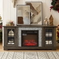 thumbnail image 1 of Fireplace TV Stand for TVs up to 65", Paproos Farmhouse TV Stand with 18" Electric Fireplace, Entertainment Center Televison Console Table with Realistic Stacked Stone & Adjustable Shelves, Grey, 1 of 12
