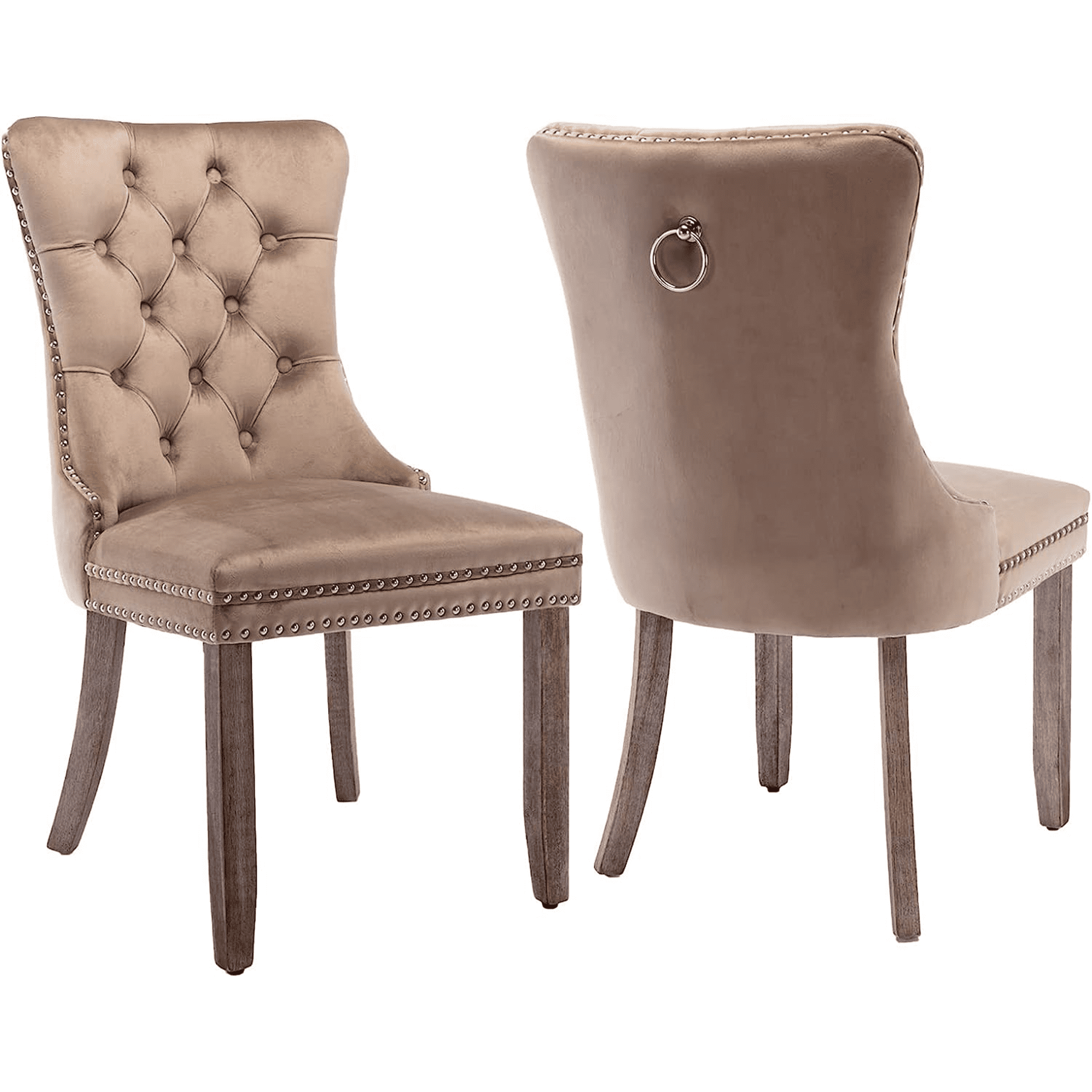 BTMWAY Velvet Upholstered Dining Chairs Set of 2, Tufted Design with ...