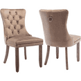 thumbnail image 1 of LegaHome Dining Chairs Set of 2, Velvet Upholstered Dining Chair with Nailhead Trim&Solid Wood Legs, Button Padded Dining Chairs Set for Kitchen Dining Room Living Room, Khaki, 1 of 10