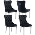 thumbnail image 1 of LegaHome Dining Chairs Set of 4, Modern Upholstered Velvet Dining Room Chairs with Nailhead Trim and Chrome Stainless Steel Plating Solid Wood Legs, Tufted Button Padded Chairs Set for Kitchen, Black, 1 of 8